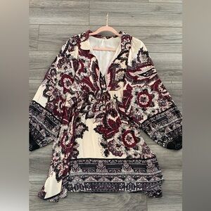 FREE PEOPLE “Say You Love Me” Paisley Boho Mini Dress – Size L